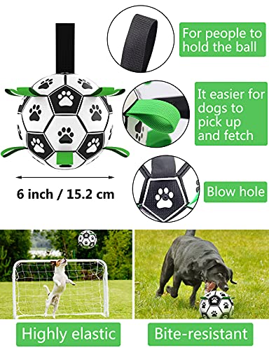 Pelota Juguete Perro, Fútbol Interactivo Para Perros Con Lengüetas De Agarre, 15 cm Balón de fútbol para Pequeños y Medianos Perros Con Bomba y Aguja Para Entrenamiento y Ejercicio en Exteriores