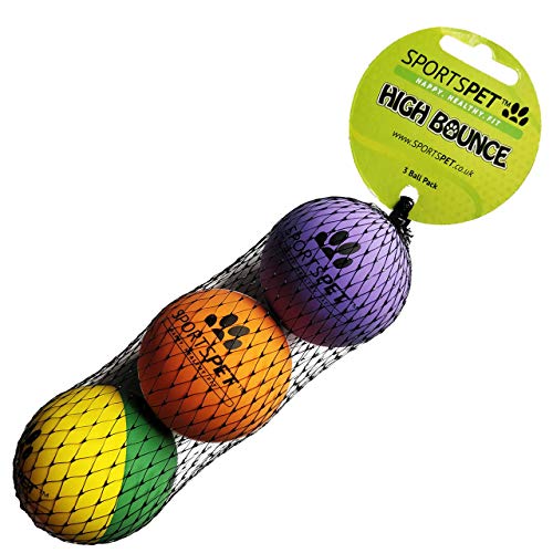 Pelotas de goma para perros SPORTSPET High Bounce Paquete de 3 unidades