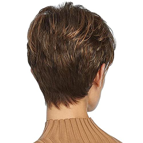 Peluca de fibra de pelo corto degradado para mujer Pelucas De Mujer Pelo Natural (Yellow, One Size)