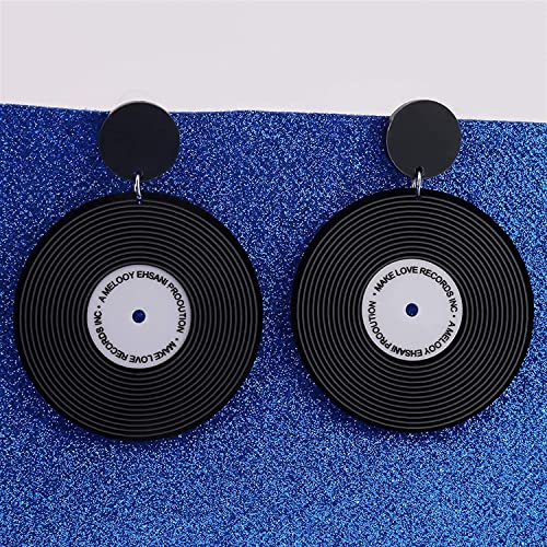 Pendientes de disco, pendientes de música de disco redondo de vinilo retro, joyería personalizada para mujeres y niñas Real