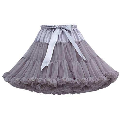 Pengniao Falda Tutu Mujer Tutú Faldas de Tul Cortas Falda Tul Disfraz Volantes Fiesta Corta para Bodas Disfraces con Tutu Ballet Tutus Adulto Enaguas para Vestidos Pollera de Tul Capas Enagua Gris