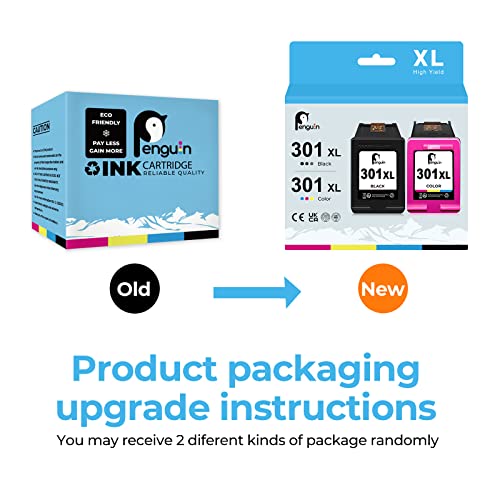 Penguin 301XL Cartucho de Tinta Remanufacturado para HP 301 XL Deskjet 1050 1510 1512 2050 2510 2540 2544 3050 3054 3059a Envy 4500 4508 5530 5535 4502 OfficeJet 2620 4630 4635 4636 Impresora