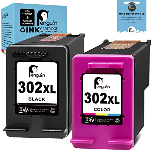 Penguin 302XL Cartucho de Tinta Remanufacturado para HP 302 XL Envy 4520 4521 4522 4523 4525 4526 4528 DeskJet 3630 3633 3636 2130 2132 2133 2134 2136 OfficeJet 3830 3831 5232 Impresora Negro y Color