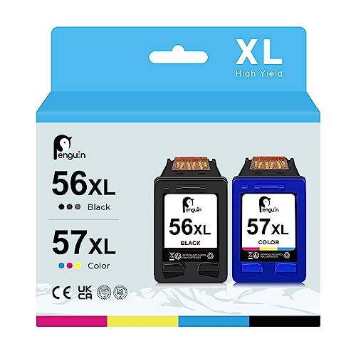 Penguin 56XL 57XL Cartucho de Tinta Remanufacturado para HP 56 XL 57 XL DeskJet 450 450ci 5150 5550 5650 9680gp OfficeJet 6105 4110 4212 4215 Photosmart 7350 7660 7760 PSC 1210 1215 1315 2110 1350