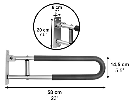 PEPE - Barra Abatible Baño Acolchada (x2 uds, 58 cm), Barra Baño Minusválido, Asidero Baño Abatible, Barra WC Minusválidos Abatible, Barra de Seguridad Baño Sujeción Pared