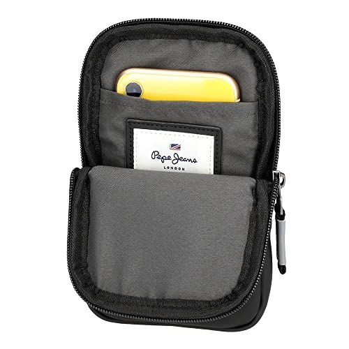 Pepe Jeans Jarvis Bandolera Porta Móvil Negro 10,5x18x2 cms Poliéster con detalles en Piel Sintética