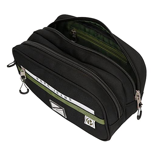 Pepe Jeans Luca Neceser Dos Compartimentos Adaptable Negro 26x16x12 cms Poliéster