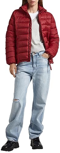 Pepe Jeans Maddie Short Puffer Jacket, Rojo (Burgundy), M para Mujer