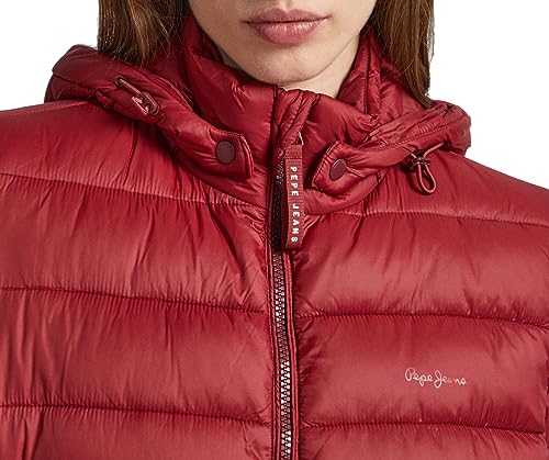 Pepe Jeans Maddie Short Puffer Jacket, Rojo (Burgundy), M para Mujer