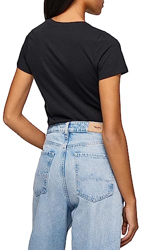 Pepe Jeans New Virginia Ss N T-Shirt, Mujer, Negro (Black), M