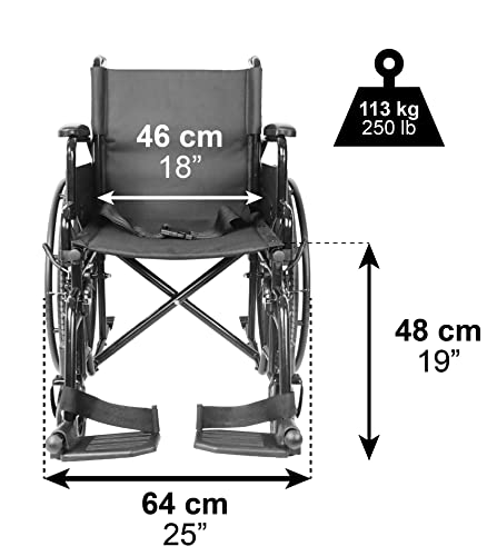 PEPE - Silla de Ruedas Autopropulsable para Adultos, Sillas de Ruedas Plegable Ligera de Paseo para Ancianos, Silla Ruedas de Acero para Personas Mayores, Silla con Ruedas para Minusválidos