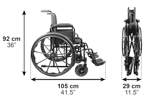 PEPE - Silla de Ruedas Autopropulsable para Adultos, Sillas de Ruedas Plegable Ligera de Paseo para Ancianos, Silla Ruedas de Acero para Personas Mayores, Silla con Ruedas para Minusválidos