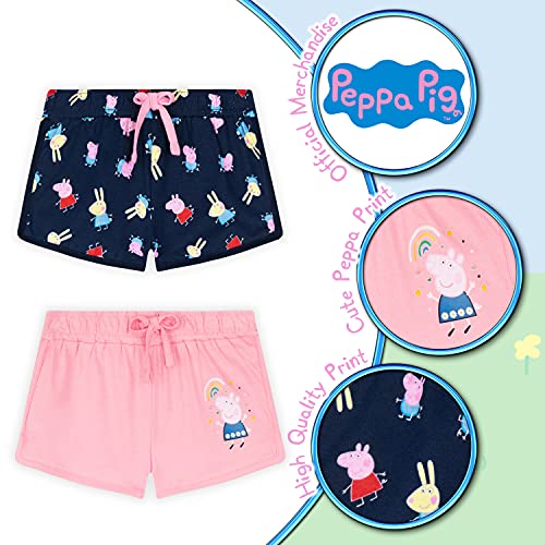 Peppa Pig Pantalon Corto Niña, Ropa Niña 100% Algodón, Pack De 2 Shorts Niña 18 Meses - 5 Años (Azul Marino/Rosa, 2-3 años)