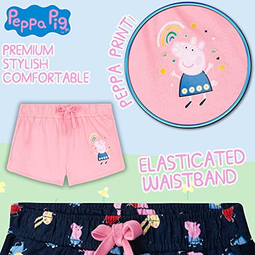 Peppa Pig Pantalon Corto Niña, Ropa Niña 100% Algodón, Pack De 2 Shorts Niña 18 Meses - 5 Años (Azul Marino/Rosa, 2-3 años)