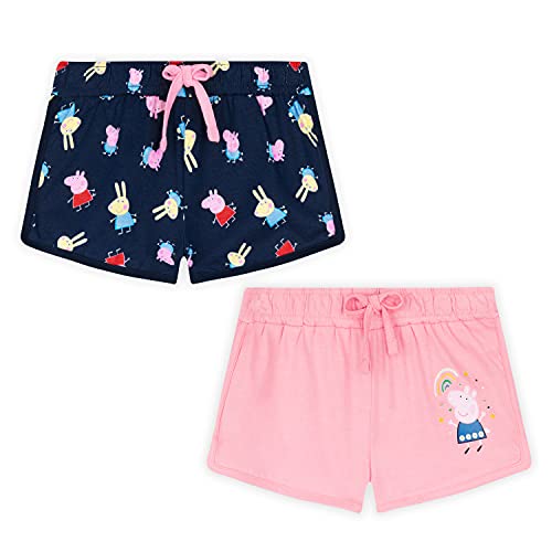 Peppa Pig Pantalon Corto Niña, Ropa Niña 100% Algodón, Pack De 2 Shorts Niña 18 Meses - 5 Años (Azul Marino/Rosa, 2-3 años)