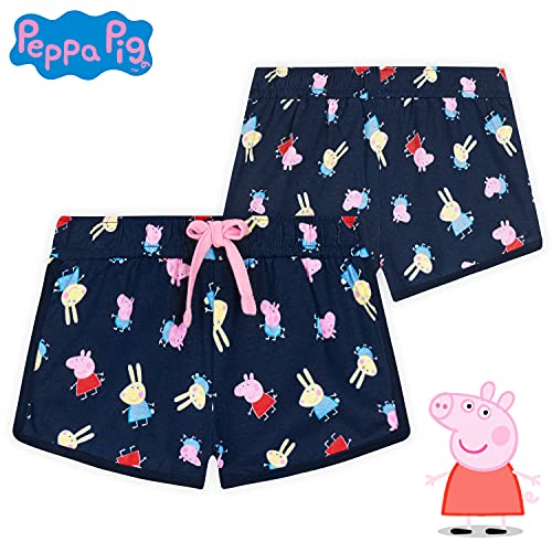 Peppa Pig Pantalon Corto Niña, Ropa Niña 100% Algodón, Pack De 2 Shorts Niña 18 Meses - 5 Años (Azul Marino/Rosa, 2-3 años)