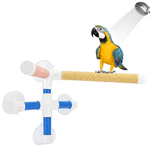 Perca Baño Loros，Perchas para Loros Poste para PáJaros Poste Ducha PáJaros Accesorios para Perchas Jaulas Periquitos con Ventosas para PáJaros PequeñOs Periquitos CacatúAs Cotorras Agapornis