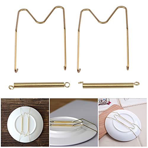 Perchas de platos para paredes, ganchos invisibles de acero inoxidable, ganchos decorativos de alambre para platos, ganchos de pared para decoración del hogar y cocina (tamaño 8 pulgadas, 2 piezas)