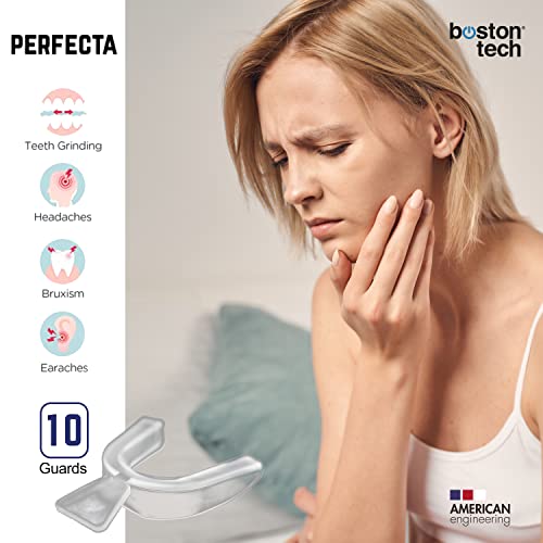 Perfecta Férula de Descarga Nocturna. 10 Protectores Dentales Ajustables. 1 Estuche. Ideal Contra Bruxismo, Rechinar los Dientes, los Trastornos del ATM, Práctica Deportiva. Sin BPA