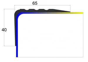 PerfectPVC Perfil de PVC autoadhesivo de borde para escaleras 65 x 40mm 1,50 m Tiras antideslizantes para peldaños Esquina cantos Protector nariz de escalera de caucho Forma de L Negro