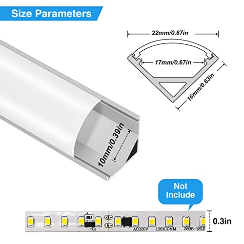 Perfil de Aluminio, 14 PCS x 1m Perfil Aluminio LED Forma de V, Canal de Aluminio para Tira de LED con Cubierta Blanca Lechosa, Conector de esquina, Los Casquillos de Extremo, los Clips