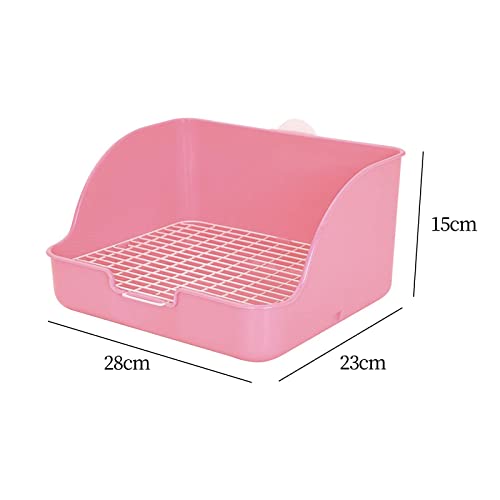 perfk Caja de Arena para Conejos, Bandeja para Mascotas, Rectangular, fácil de Instalar, Arena para Animales pequeños, Jaula para Ropa de Cama, Orinal para, Rosado