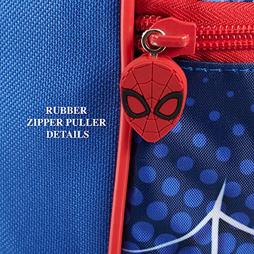 PERLETTI Bolsa Deporte Infantil Spiderman con Bandolera - Mochila Gimnasio para Niños Marvel Spider Man Azul y Rojo - Bolso Deportivo Niño con Hombre Araña de Viajes y Tiempo Libre - 35x22.5x15