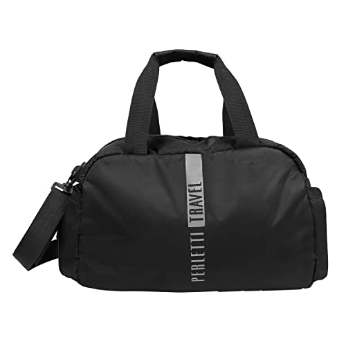 PERLETTI Mochila Viaje Cabina Avion Ryanair 40x20x25 Hombre Mujer - Bolso Gimnasio y Deporte con Correa Regulable y Asas - Equipaje de Mano Ligero y Suave (Negro)