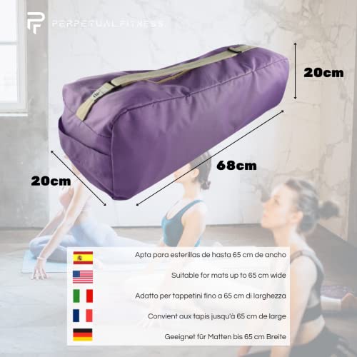 PERPETUAL Bolsa Esterilla de Yoga Pilates - Funda Transporte Viaje - Mat Bag con Correa Ajustable y Bolsillo Interior - Tamaño Grande Compatible Esterilla hasta 65cm Ancho - Unisex Hombre Mujer (Rojo)