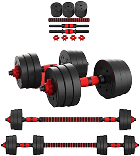 PERPETUAL® Kit de Mancuernas Regulables de 10KG - Juego de Pesas Ajustables para Musculación y Entrenamiento de Fuerza - Barra Conectora - Gimnasio en Casa - Dumbbell Set - Hombre/Mujer