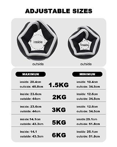 Pesas Tobillos Ajustables 1-1,5 kg Par con Pesas Extraíbles Para Footing, Gimnasia, Aerobic, Fisioterapia| Cada uno 0,15-0,75 kg, Total 1,5kg, Gris