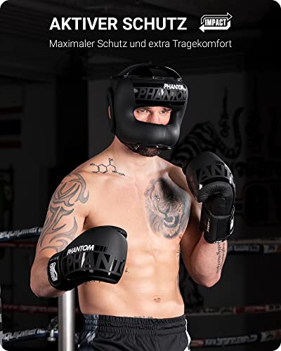 Phantom APEX - Protector de cabeza para boxeo, artes marciales mixtas, muay thai y boxing, color negro