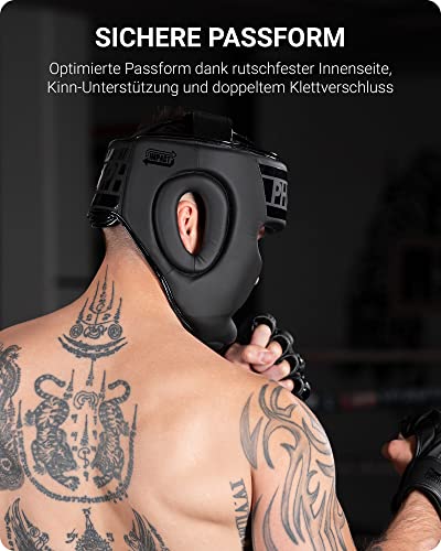 Phantom APEX - Protector de cabeza para boxeo MMA Muay Thai Boxing Fighting | Hombre Mujer (Full Face - Negro)