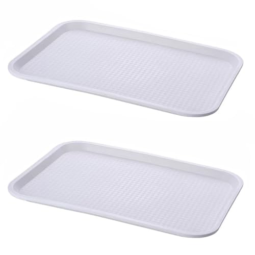 PHCOMRICH 2 palés, Bandeja de Servicio Multiusos, Blanco y Negro, Antideslizante, Material de Polipropileno Apto para Alimentos, Tres tamaños (Blanco 41,5 x 30,5 cm)