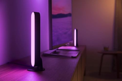 Philips Hue -Kit Inicio Barras Hue Play, Sincroniza Luz Blanca y de Colores con el contendio de tu TV y juegos, Funciona con Alexa, Google Assistant y Apple HomeKit, Negro-Pack de 2