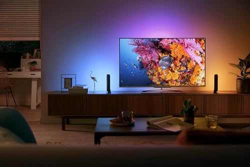 Philips Hue -Kit Inicio Barras Hue Play, Sincroniza Luz Blanca y de Colores con el contendio de tu TV y juegos, Funciona con Alexa, Google Assistant y Apple HomeKit, Negro-Pack de 2