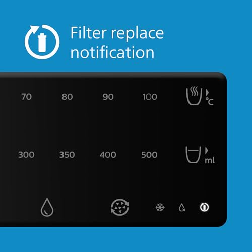Philips Water Dispensador de Agua Todo en uno, Filtro de Agua Caliente y fría, Capacidad de 2,8 litros, 6 ajustes preestablecidos de Temperatura Pantalla táctil Plateado/Negro