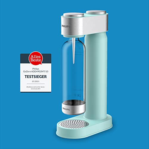 Philips Water Solutions GoZero Sparkling Water Maker Sifón, máquina para Hacer Soda, 1 Liter, plástico, Verde