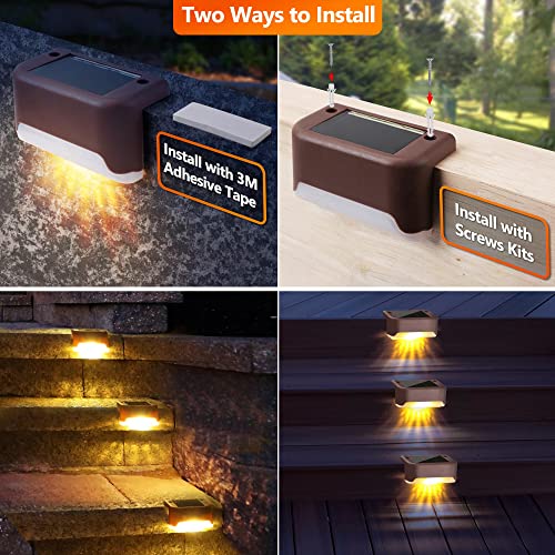 PhilzOps Luces Solares para Exterior 16 Pack, Blanco Cálido Luz Solar Jardín IP44 Lámpara LED Solar Auto ON/OFF para Terraza Escalones Calzada Césped Escalón Patio Escalera Dock Entrada Calle Valla