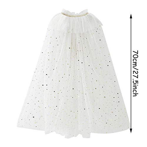 PHOGARY Vistoso Capa Princesa Niña Disfraz Princesa Vestido, Disfraces Halloween Navidad Carnaval Cosplay Cumpleaños Fiesta Princesa Disfraces Capa para Niños（Blanco M）