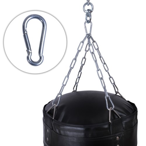 Physionics® Saco de Boxeo - Relleno, Aprox. 27 kg, A 100 cm, Ø 35 cm, con Cadenas y Mosquetón - Punching Bag, Entrenamient de Muay Thai, MMA, Sparring, Kick Boxing, Artes Marciales