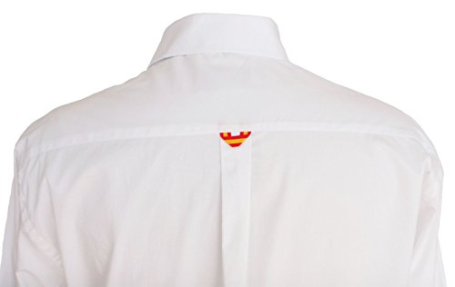 Pi2010 Camisa Bandera de España Hombre Blanco con Cuadro escoces, Fabricado en España Talla M