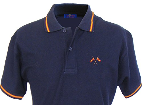 Pi2010 - Polo Hombre Azul Marino con Bordado Bandera de España en Pecho, Azul, 100% algodón (XL, Marino)