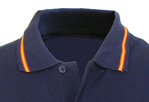 Pi2010 - Polo Hombre Azul Marino con Bordado Bandera de España en Pecho, Azul, 100% algodón (XL, Marino)