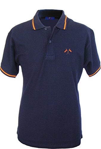 Pi2010 - Polo Hombre Azul Marino con Bordado Bandera de España en Pecho, Azul, 100% algodón (XL, Marino)