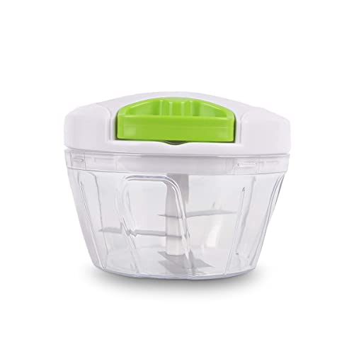 Picadora manual de alimentos con cuerda - Cuenta con 3 cuchillas en acero inoxidable - Para cortar y batir - Picador de verduras, cebolla, ajo, frutas, carne, frutos secos - 450 ml - WE HOUSEWARE