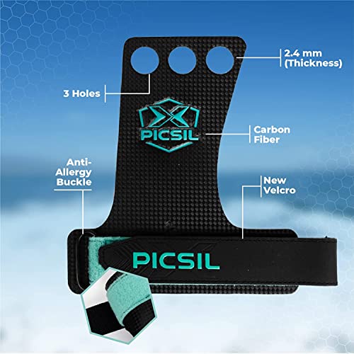 PICSIL Falcon Calleras para Cross Training, Grips de 2&3 Agujeros, Almohadilla Extra para Mayor Protección y Confort, para Gimnasio, Box, Halterofilia, Previenen Ampollas y Desgarros, Unisex, 3H, S