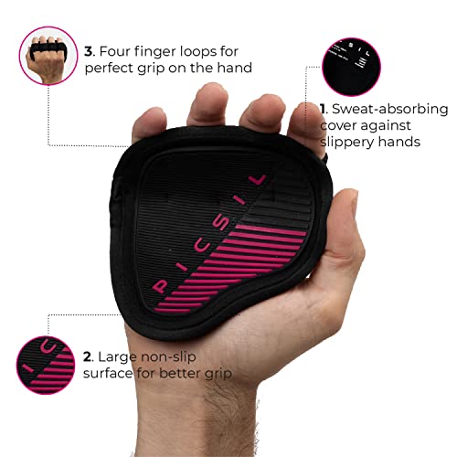 PICSIL Fitness Grip Pads, Alternativa Guantes Gym, Manoplas de Gimnasio, Cross Training, Calistenia, Gimnasia, Dominadas, Musculacion, para Hombre y Mujer (Powered Dirt)