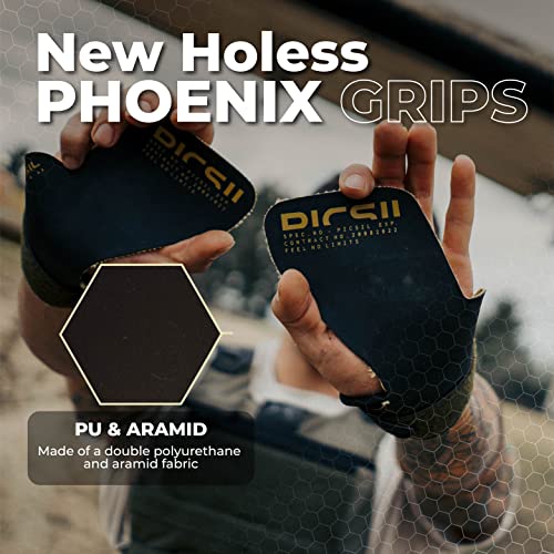 PICSIL Phoenix Calleras de Aramida Sin Agujeros, No Necesitan Magnesio, Protección Integral de la Mano, Fingerless Grips para Cross Training, Gimnasio, Box, Halterofilia, Unisex (G+)