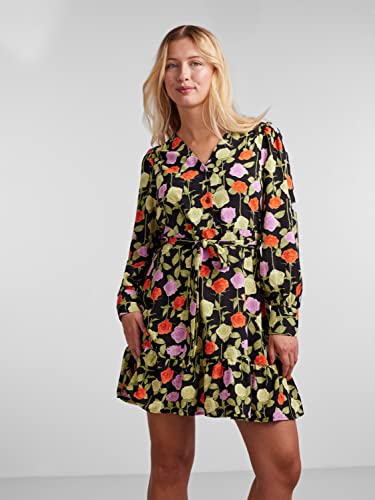 PIECES Pcblossom LS-Vestido Corto, Violet/AOP:Flower, S para Mujer